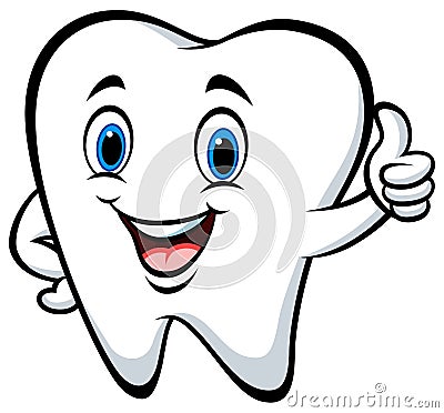 Cartoon tooth giving thumbs up Vector Illustration