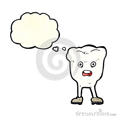 cartoon tooth looking afraid with thought bubble Stock Photo