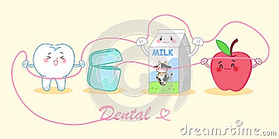 Cartoon tooth with milk Vector Illustration