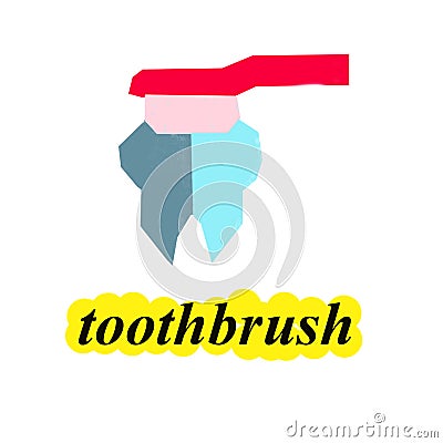 Cartoon tooth with toothbrush Stock Photo