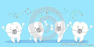 Cartoon tooth wear brace Vector Illustration