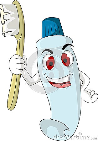 Cartoon toothpaste and toothbrushes Stock Photo