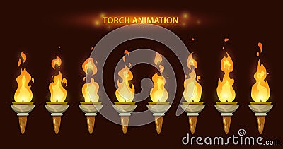 Cartoon torch animation. Vector Illustration