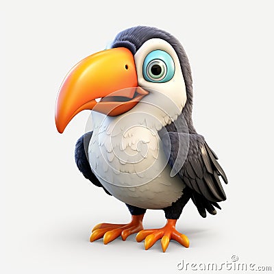 Cute 3d Toucan Cartoon Character With Big Beak And Wings Cartoon Illustration