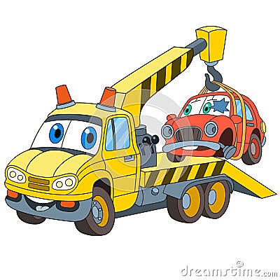 Cartoon tow truck evacuator Vector Illustration