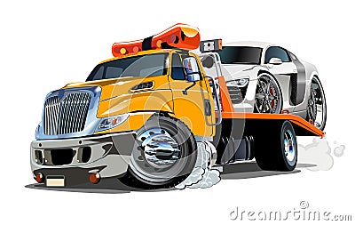 Cartoon tow truck isolated on white background Vector Illustration