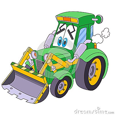 Cartoon tractor bulldozer Vector Illustration