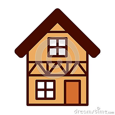 Cartoon Traditional European House Emoji Icon Isolated Vector Illustration