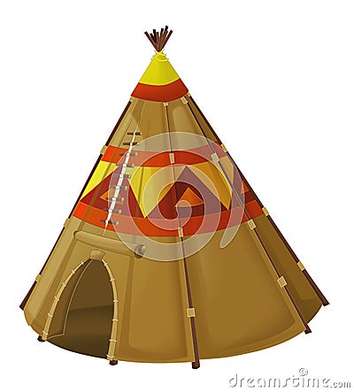 Cartoon traditional tent - tee pee - isolated Cartoon Illustration