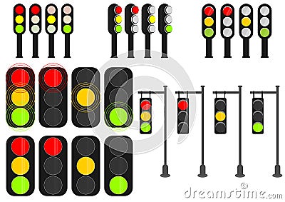 Cartoon traffic lights Vector Illustration