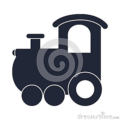 Cartoon train wagon toy object for small children to play, silhouette style icon Vector Illustration