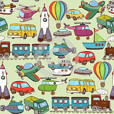 Cartoon transport pattern Vector Illustration