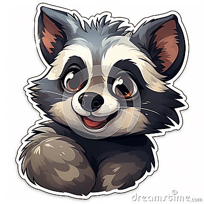 a cartoon trash panda smiling big eyes Stock Photo