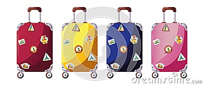 Cartoon travel bag luggage collection Cartoon Illustration