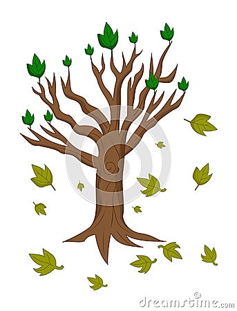 Cartoon tree abort leaves Vector Illustration