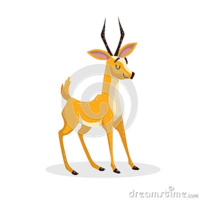 Cartoon trendy design african antelope. Cheerful gazelle. Vector Illustration