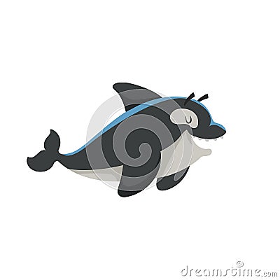 Cartoon trendy design smiling killer whale mascot. Sea and ocean icon vector illustration. Vector Illustration