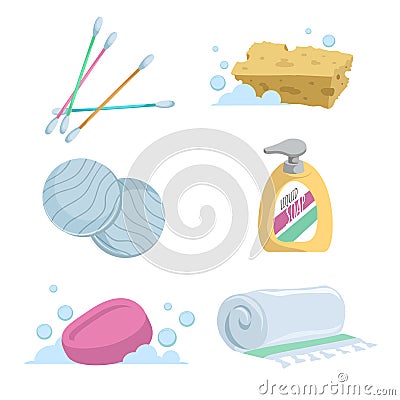 Cartoon trendy simple gradient bath icon set. Vector Illustration