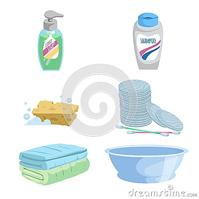 Cartoon trendy simple gradient bath icon set. Vector Illustration