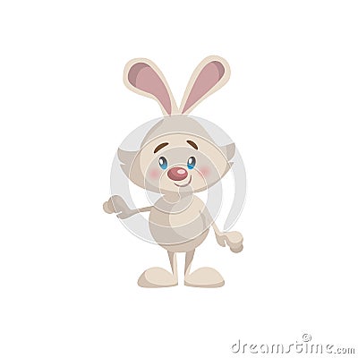 Cartoon trendy style cute standing and smiling bunny mascot icon. Simple gradient vector illustration Vector Illustration