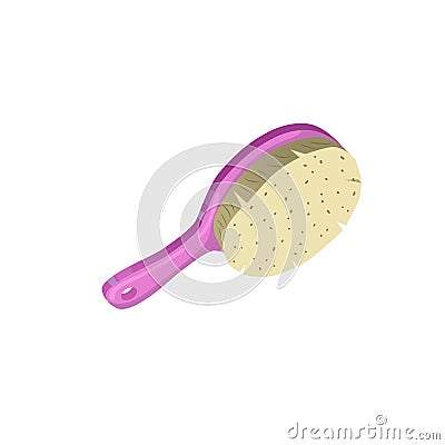 Cartoon trendy style pink hair brush for styling. Vector make up and hair care illustration. Vector Illustration