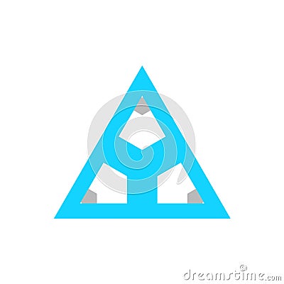 Cartoon triangle logo in flat style isolated on white background. Vector Illustration