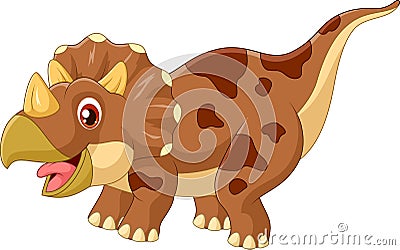 Cartoon triceratops three horned dinosaur illustration Vector Illustration