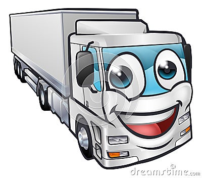 Cartoon Truck Lorry Transport Mascot Character Vector Illustration
