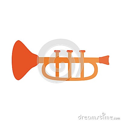 Cartoon trumpet instrument toy object for small children to play, flat style icon Vector Illustration