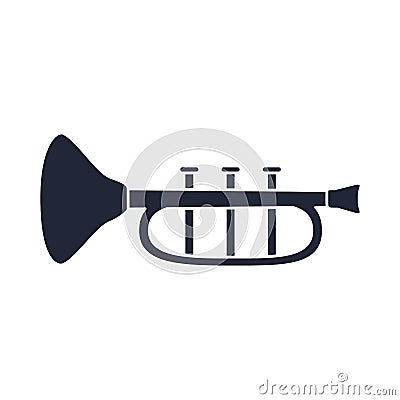 Cartoon trumpet instrument toy object for small children to play, silhouette style icon Vector Illustration