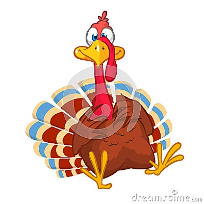 Cartoon turkey bird character. Thanksgiving holiday Vector Illustration