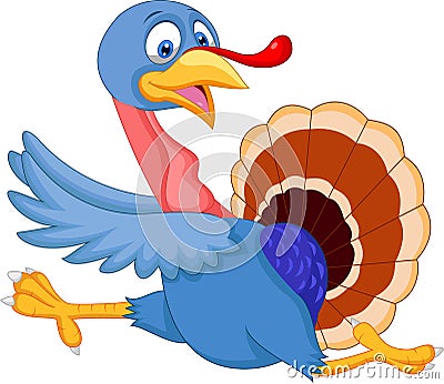Cartoon turkey running Vector Illustration
