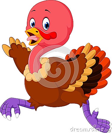 Cartoon turkey running Vector Illustration