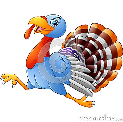 Cartoon turkey running Vector Illustration