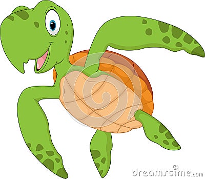 Cartoon turtle isolated on white background Vector Illustration