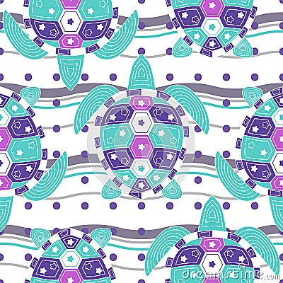 Cartoon turtle pattern Vector Illustration