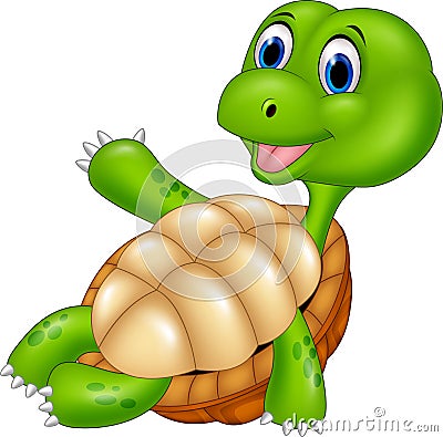 Cartoon turtle relaxing isolated on white background Vector Illustration