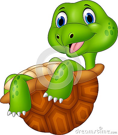 Cartoon turtle relaxing isolated on white background Vector Illustration