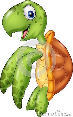 Cartoon turtle swimming Vector Illustration