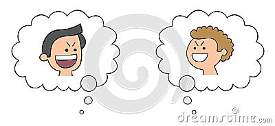 Cartoon two sneaky men, they seem like good people, but they`re actually sneaky, vector illustration Vector Illustration