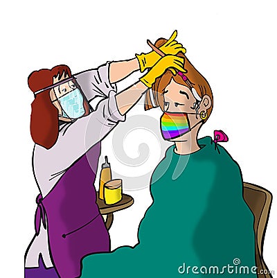 Covid at Hairdressers Stock Photo