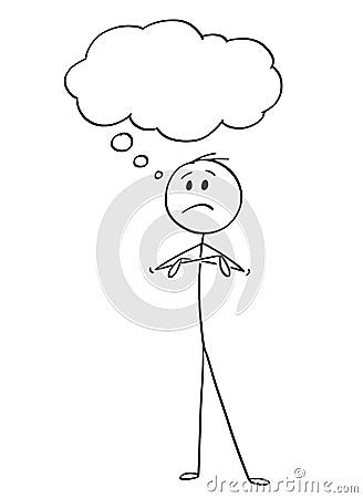 Cartoon of unhappy Man or Businessman With Empty Text Ballon or Bubble Vector Illustration