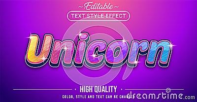 Cartoon unicorn text effect - Editable text effect Vector Illustration
