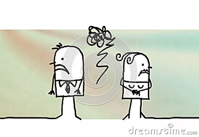 Cartoon upset couple turning back Cartoon Illustration