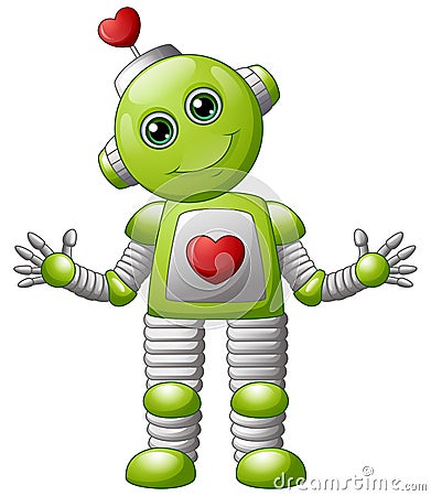 Cartoon valentine robot Vector Illustration