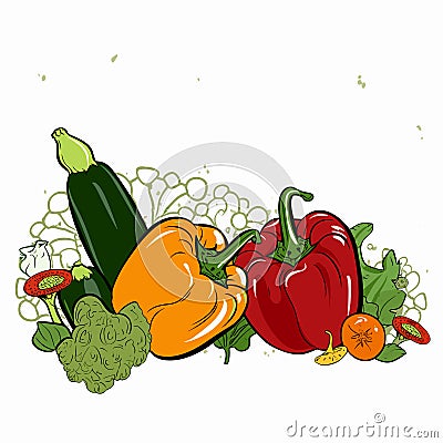 Cartoon Variety Vegetables With Vegetables Vector Illustration