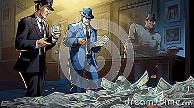 Cartoon Vector Concept Illustration of Illegal Economy or Crime or Corruption Stock Photo