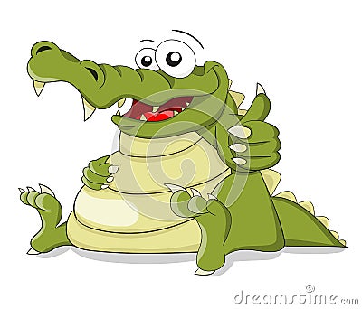 Cartoon vector crocodile with fingers combination Vector Illustration