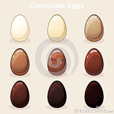 Cartoon Vector Easter Chocolate Eggs Vector Illustration