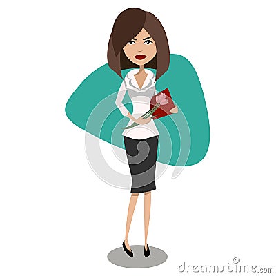 Cartoon vector female secretary, office worker character design. Vector Illustration